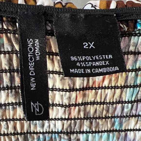 New Direction Smocked & Colorful Floral Dress 2X - Picture 5 of 9